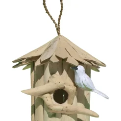 ARTXLIGHT - Nichoir rond en bois d'albésia 23 x 22 cm