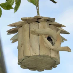 ARTXLIGHT - Nichoir rond en bois d'albésia 20 x 18 cm