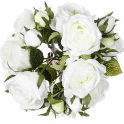 ATMOSPHERA - Bouquet artificiel de 14 roses - h. 40 cm - blanc