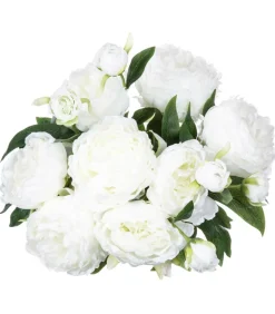 ATMOSPHERA - Bouquet de fleurs artificielles 13 pivoines blanches d. 29 x h. 50 cm