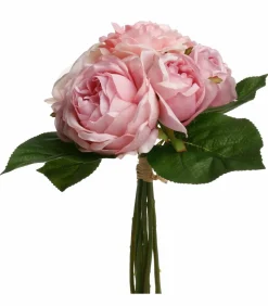 ATMOSPHERA - Bouquet de fleurs artificielles 9 roses anciennes d. 23 x h. 30 cm