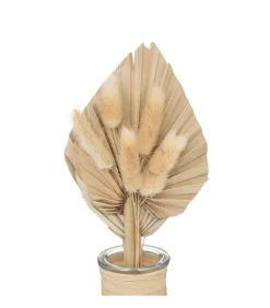 ATMOSPHERA - Composition de fleurs séchées vase en verre h 28.5 cm