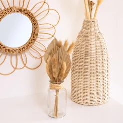 ATMOSPHERA - Composition de fleurs séchées vase en verre h 28.5 cm