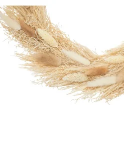 ATMOSPHERA - Couronne de fleurs séchées beige et blanc d 36cm