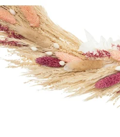 ATMOSPHERA - Couronne de fleurs séchées beige et rose d 36 cm