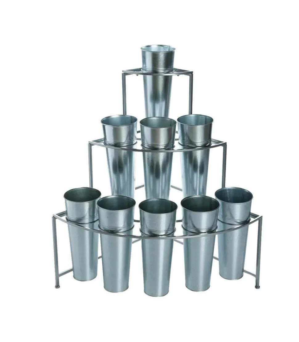 ATMOSPHERA - Etagère présentoir pour fleurs en zinc avec 9 cache-pots