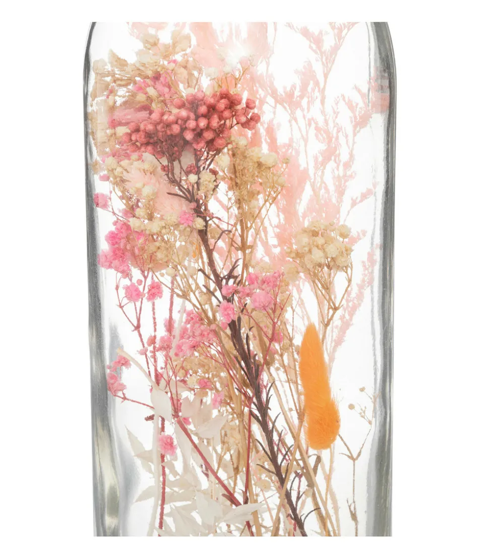 ATMOSPHERA - Fleurs séchées rose dans une bouteille en verre h 46.6 cm
