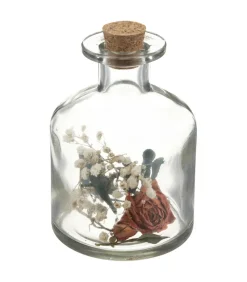 ATMOSPHERA - Fleurs séchées dans bouteille en verre d 8 x h 11 cm