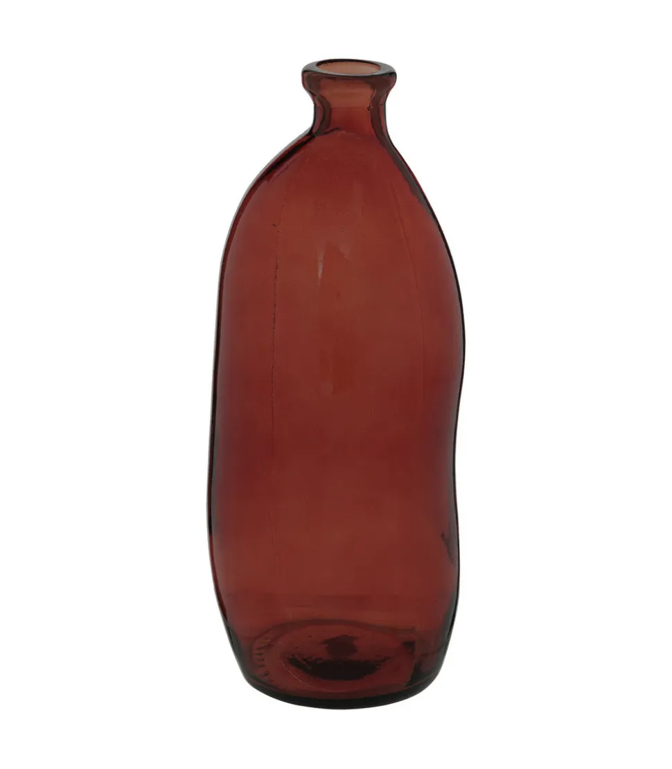 ATMOSPHERA - Vase bouteille en verre recyclé rouge ambre d 13 x h 35 cm