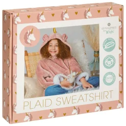 ATMOSPHERA CREATEUR D'INTERIEUR - Plaid sweatshirtshirtshirt capuche "licorne" - rose
