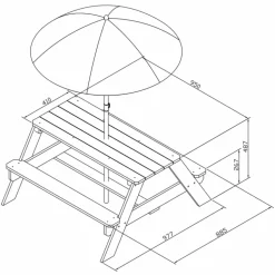 AXI - Table de pique-nique pour enfants nick avec parasol arc-en-ciel