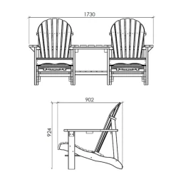 AXI HOUSE - Valerie chaise de jardin double en bois avec table 175 cm - naturel