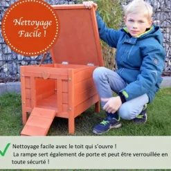 BB LOISIR - Cage clapier enclos lapin extérieur en bois haute qualité pour lapins 51,5 x 42 x 43 cm « 083 mini maison »