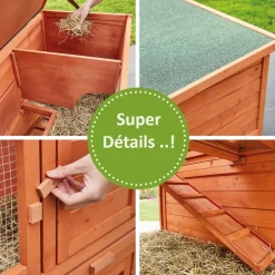 BB LOISIR - Cage clapier enclos lapin extérieur en bois haute qualité pour lapins petits animaux- modèle : 022 mukkel 104 x 55 x 94 cm