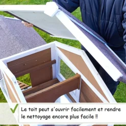 BB LOISIR - Cage clapier enclos lapin extérieur en bois haute qualité pour lapins petits animaux- modèle : 086 belle cour 146x50x86cm