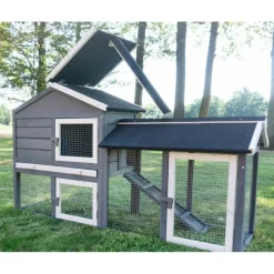 BB LOISIR - Cage clapier enclos lapin extérieur en pour lapins petits animaux 088 maison de rêve 146x50x86cm(lxpxh)