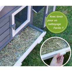 BB LOISIR - Cage clapier enclos lapin extérieur en pour lapins petits animaux 088 maison de rêve 146x50x86cm(lxpxh)