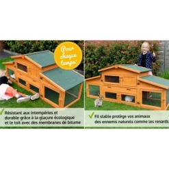 BB LOISIR - Cage clapier pour lapin extérieur 185x51x75cm modèle: 037 étable de roi