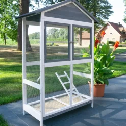 BB LOISIR - Volière cage à oiseaux en bois de haute qualité 122x58x177cm pour intérieur et extérieur –modèle « apollo xl 304 »