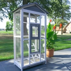 BB LOISIR - Volière cage à oiseaux en bois de haute qualité 82x57x160cm pour intérieur et extérieur –modèle « apollo l 303 »