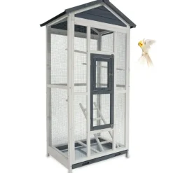 BB LOISIR - Volière cage à oiseaux en bois de haute qualité 82x57x160cm pour intérieur et extérieur –modèle « apollo l 303 »