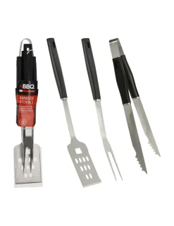 BBQ COLLECTION - Ensemble d'ustensiles de barbecue noir 3 pièces - bbq collection