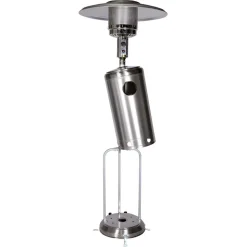 BENEFFITO - Kohala - parasol chauffant acier inoxydable gris - chauffage d'extérieur à gaz - surface de chauffe 30m2 - housse noire - allumage