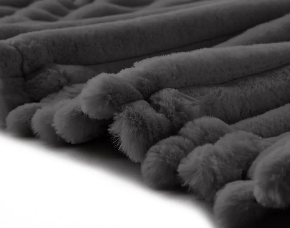 BEST MOBILIER - Arezzo - plaid - 200x140 cm - en fausse fourrure côtelé et velours