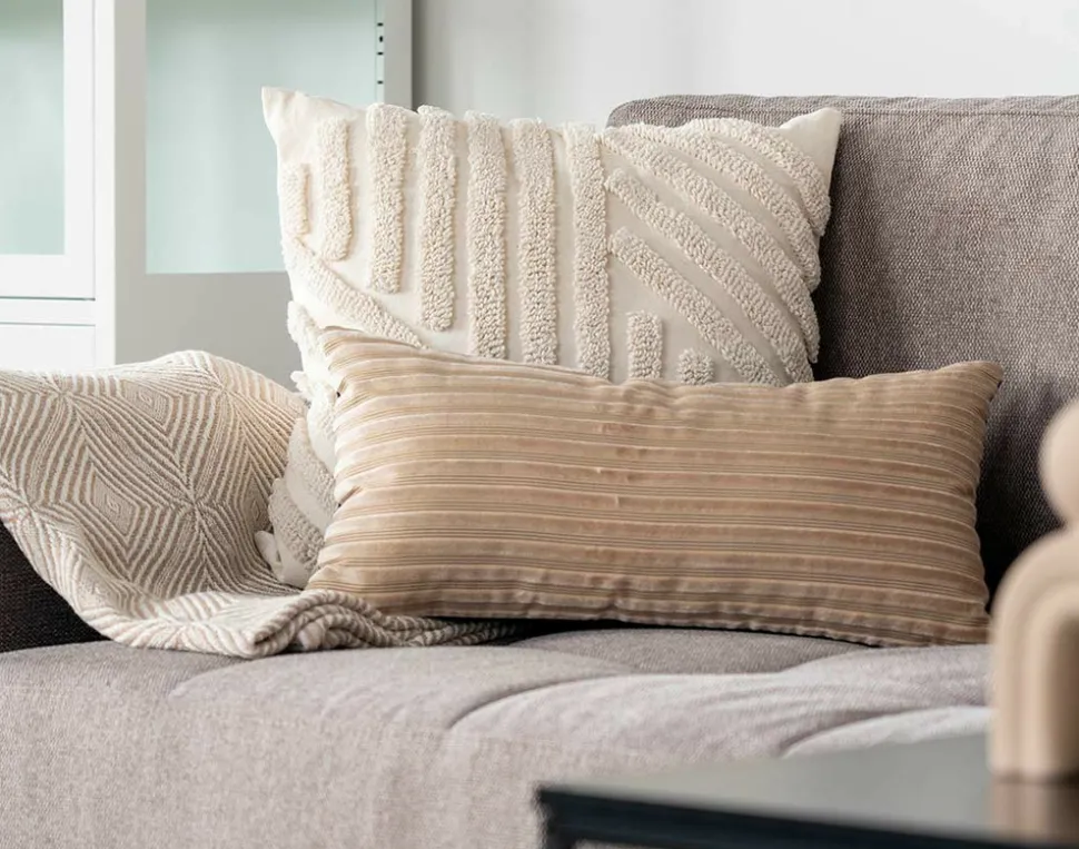 BEST MOBILIER - Fonni - plaid - 130x160 cm - motif graphique - en coton recyclé