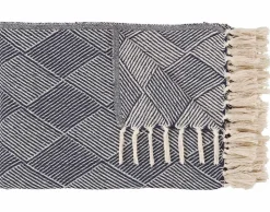 BEST MOBILIER - Mombosa - plaid - 130x180 cm - motif géométrique - en coton recyclé