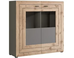 BEST MOBILIER - Wexford - buffet haut - gris et effet bois - 120 cm