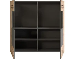 BEST MOBILIER - Wexford - buffet haut - gris et effet bois - 120 cm