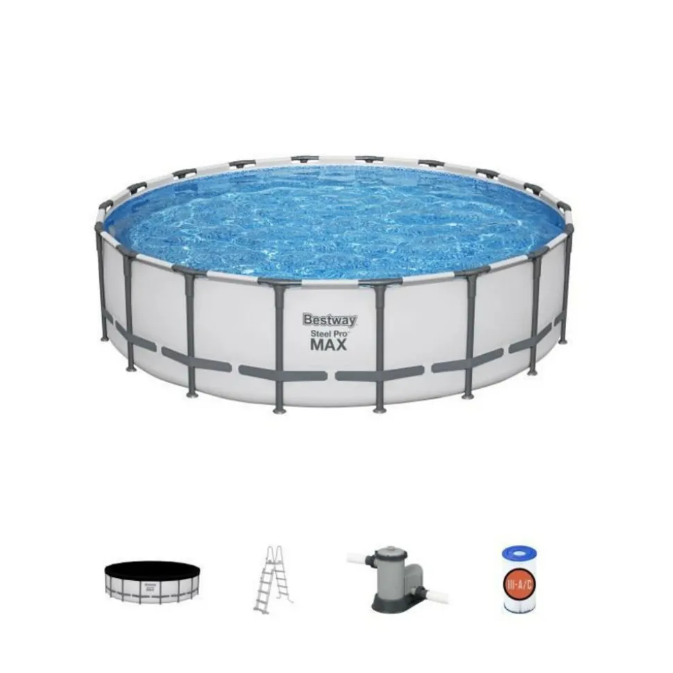 BESTWAY - Kit piscine hors sol tubulaire bestway - steel pro max - 549 x 132 cm - rectangulaire (inclus filtre a cartouche + échelle + b