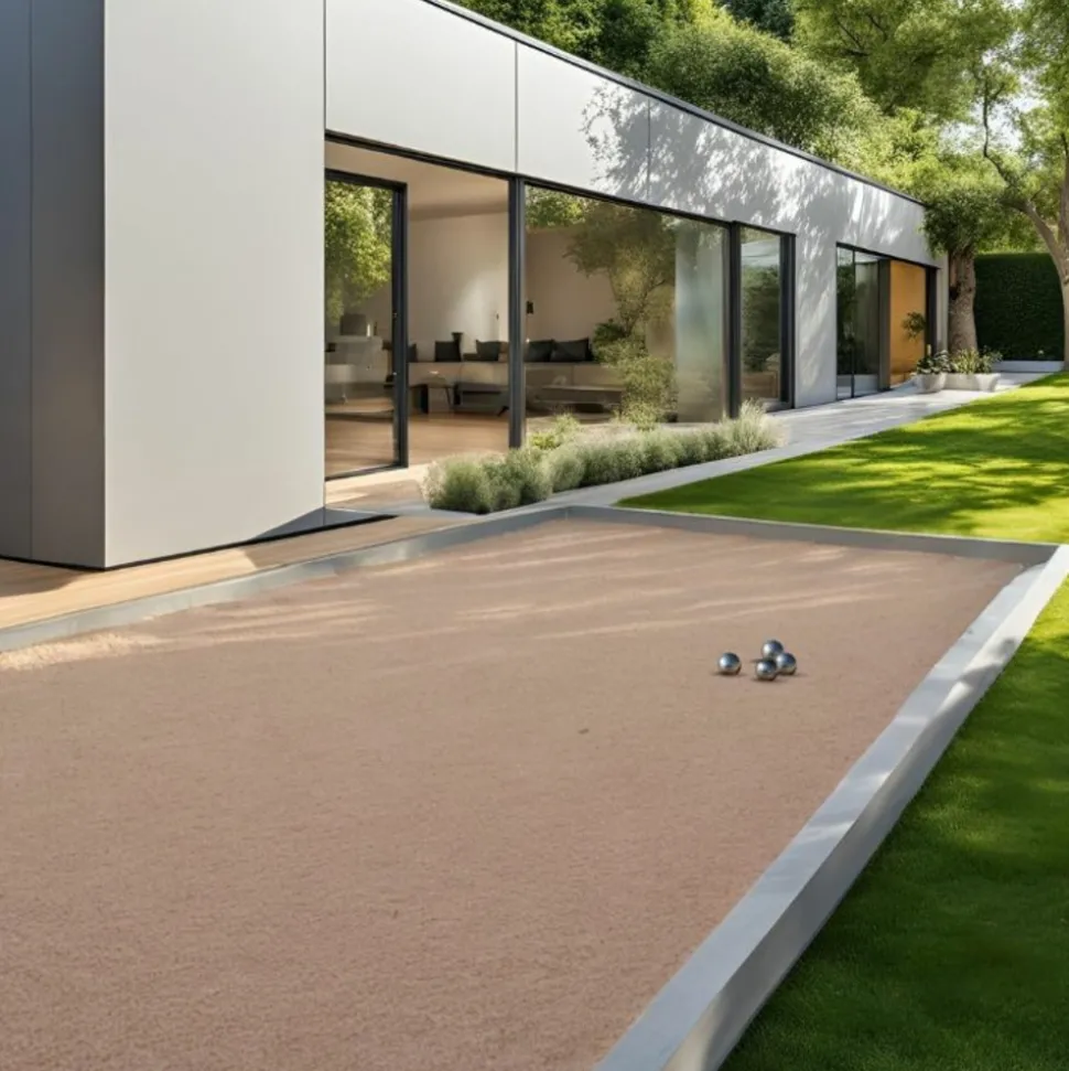 BIG BAG EXPRESS - “le mini” pack terrain de pétanque rose 12m² (traverses + géotextile + gnt + sable à pétanque rose) - livraison premium