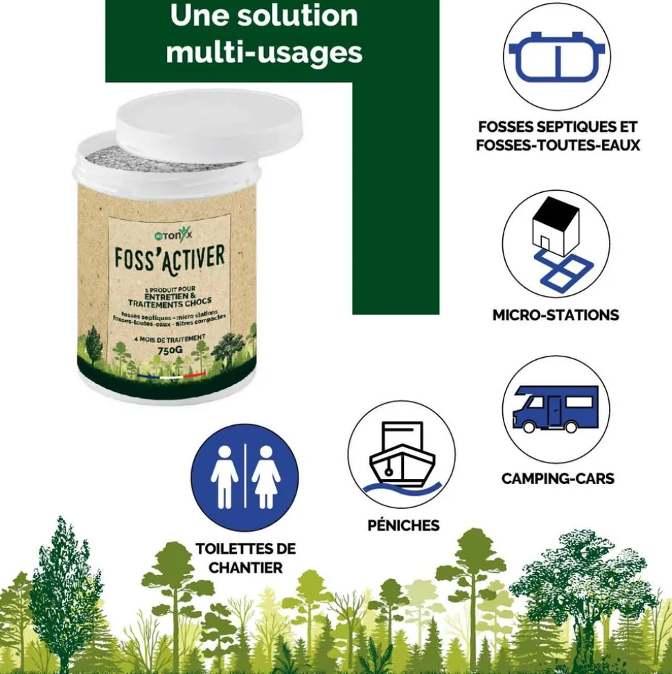 Biotonyx - activateur biologique foss’activer - entretien ou traitement choc naturel 4 mois - vrac format eco - 750g