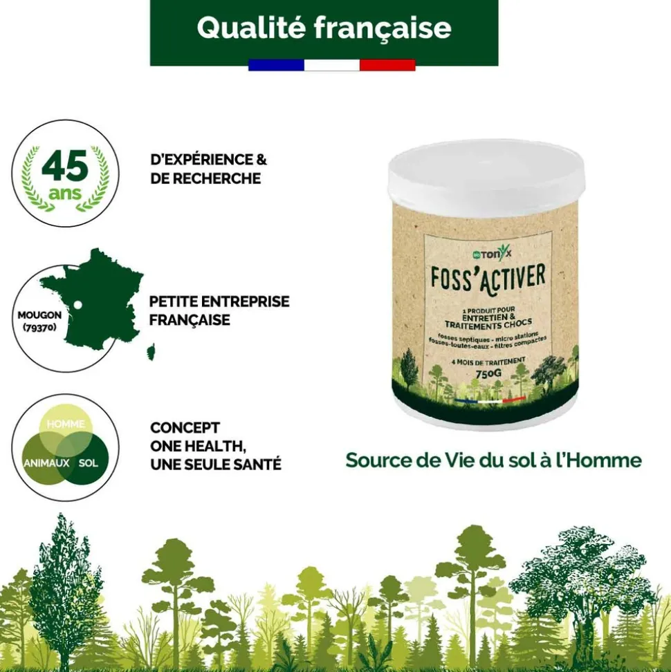 Biotonyx - activateur biologique foss’activer - entretien ou traitement choc naturel 4 mois - vrac format eco - 750g