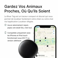 Bixar smart tag pour animaux – traceur bluetooth chien & chat, alternative sans abonnement, réseau find my, localisation proximité,