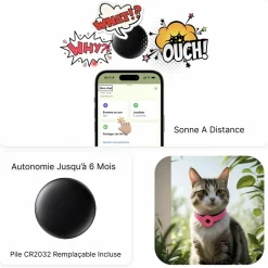 Bixar smart tag pour animaux – traceur bluetooth chien & chat, alternative sans abonnement, réseau find my, localisation proximité,