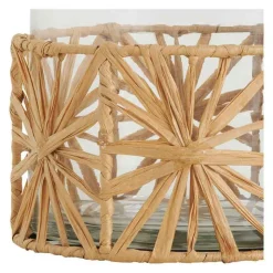 BLANC D'IVOIRE - Vase bonbonne verre raphia 14x21cm