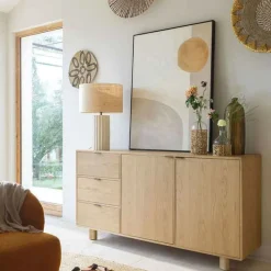 BLANC D'IVOIRE - Vase bonbonne verre raphia 14x21cm