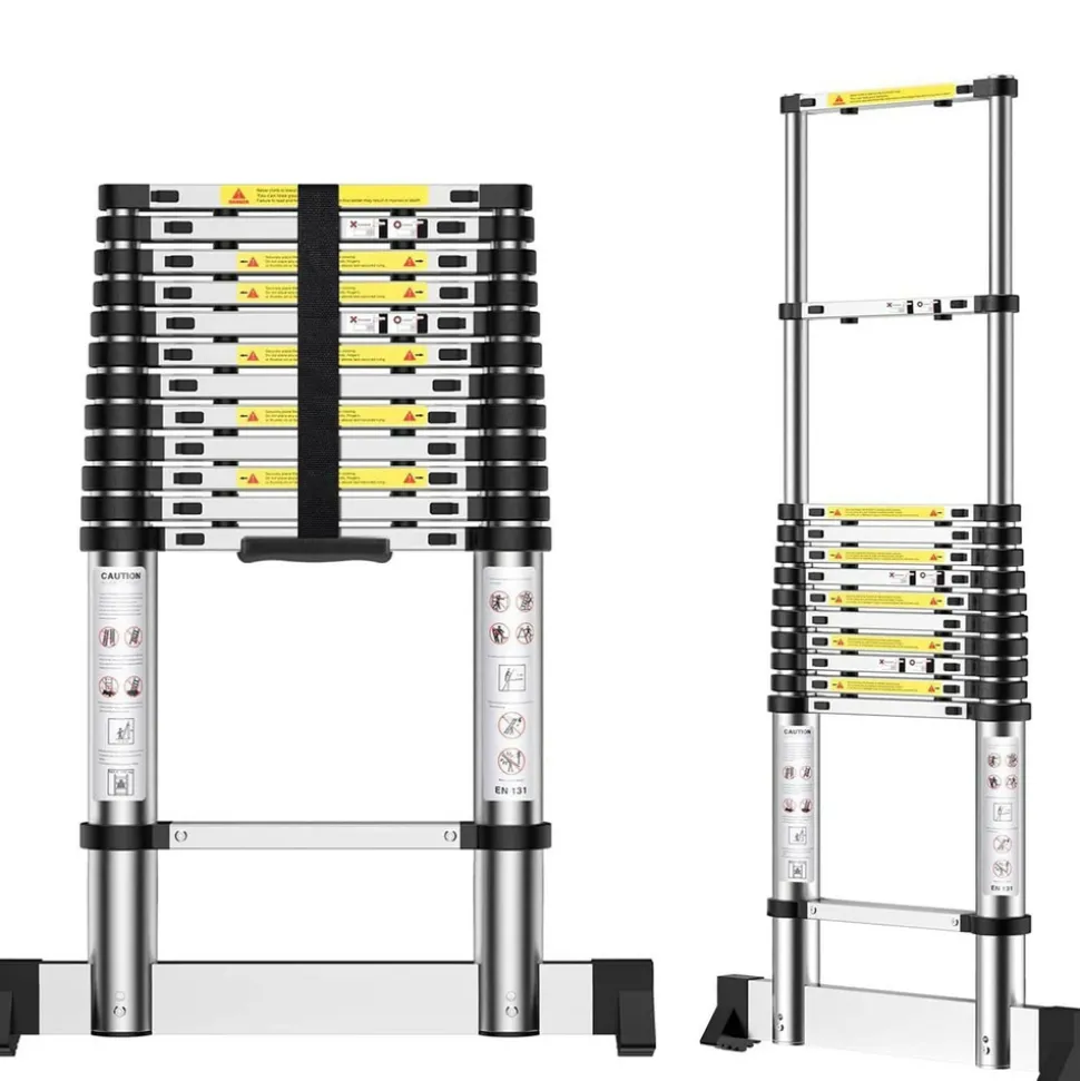 BM TOOLS - Échelle télescopique bm tools 3,8m en alu avec stabilisateur - charge 150kg pliable extensible unique droite multi-fonction