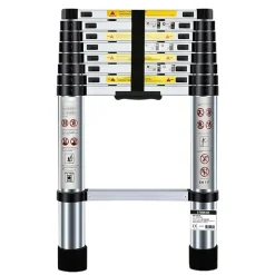 BM TOOLS - Échelle télescopique bm tools 2,6m en acier inoxydable, charge 150kg pliable extensible unique droite multi-fonction, bricolage