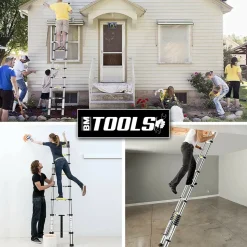 BM TOOLS - Échelle télescopique bm tools 2,6m en acier inoxydable, charge 150kg pliable extensible unique droite multi-fonction, bricolage