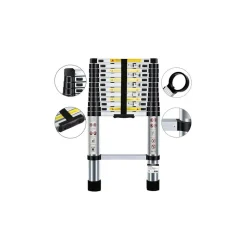 BM TOOLS - Échelle télescopique bm tools 3,8m en acier inoxydable, charge 150kg pliable extensible unique droite multi-fonction, bricolage