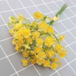 Bouquet de gypsophila artificielle - 12 tiges，fleurs jaunes