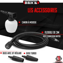 BRICK - Nettoyeur haute pression 1400w - 105 bars - buse turbo et buse rotative - brick