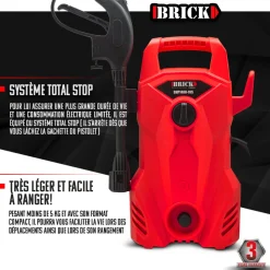 BRICK - Nettoyeur haute pression 1400w - 105 bars - buse turbo et buse rotative - brick