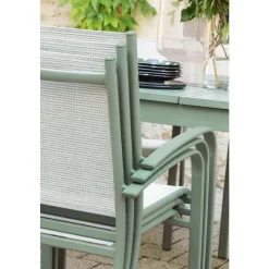 BRIGHTON - Fauteuil de jardin ARIES Tex en alu et toile vert amande - 56x62x90 cm