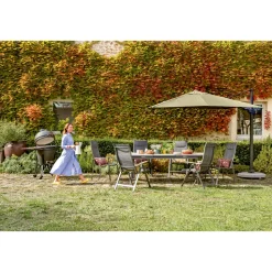 BRIGHTON - Fauteuil STELLA en alu et toile anthracite - 66x58x110 cm