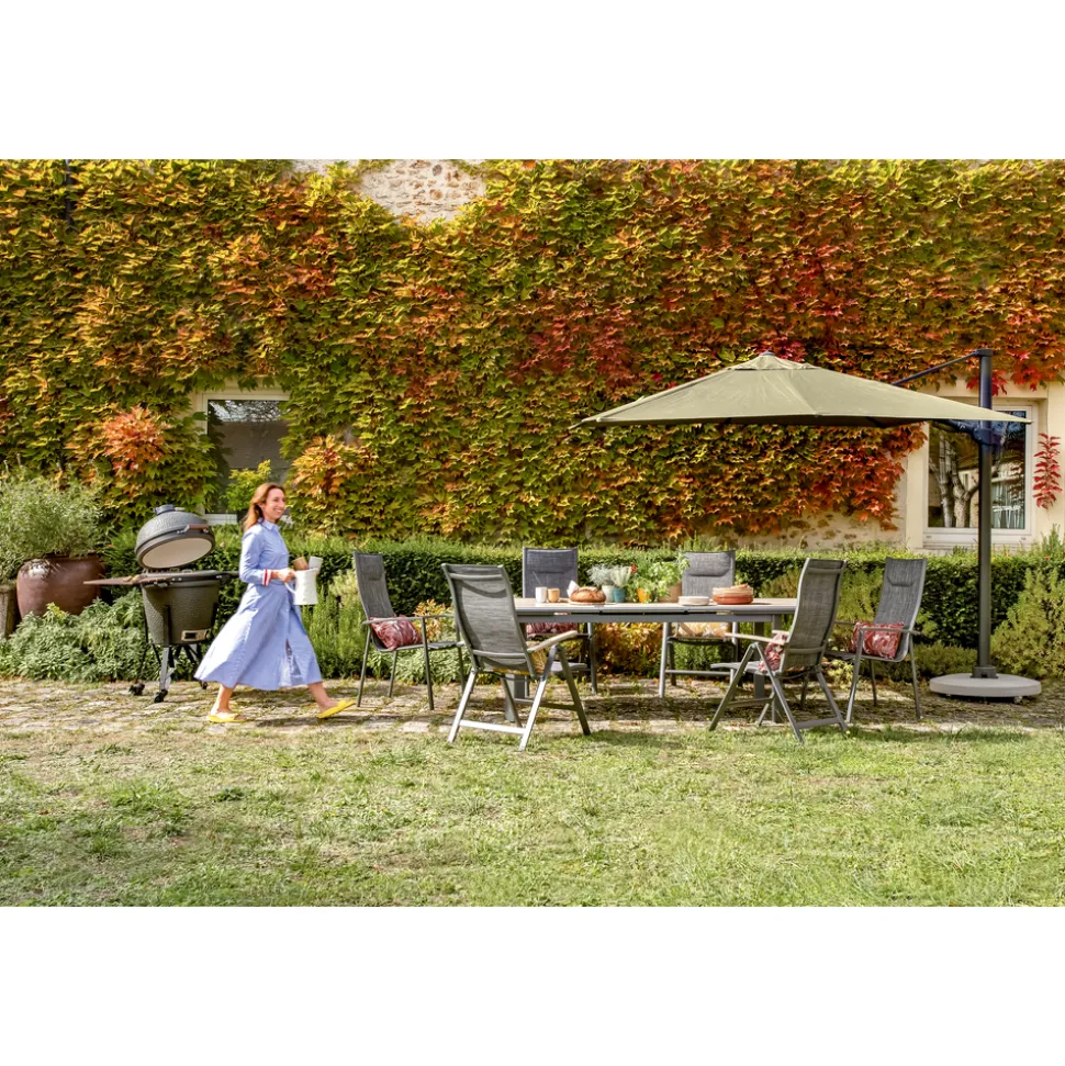 BRIGHTON - Fauteuil STELLA en alu et toile anthracite - 66x58x110 cm